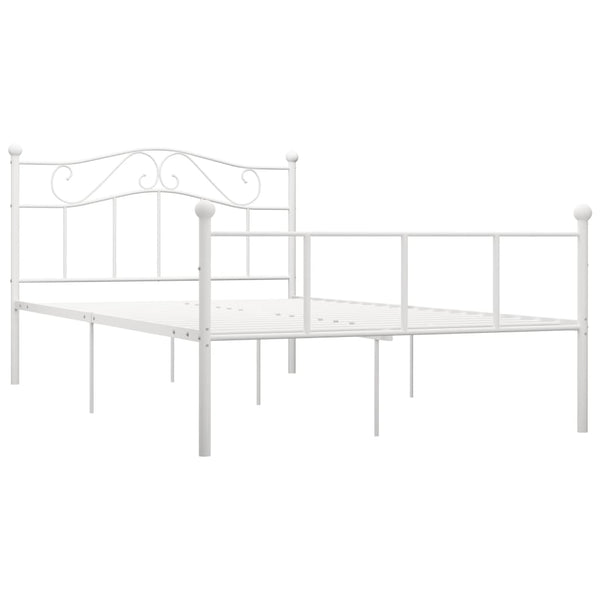 vidaXL Bed Frame White Metal 160x200 cm