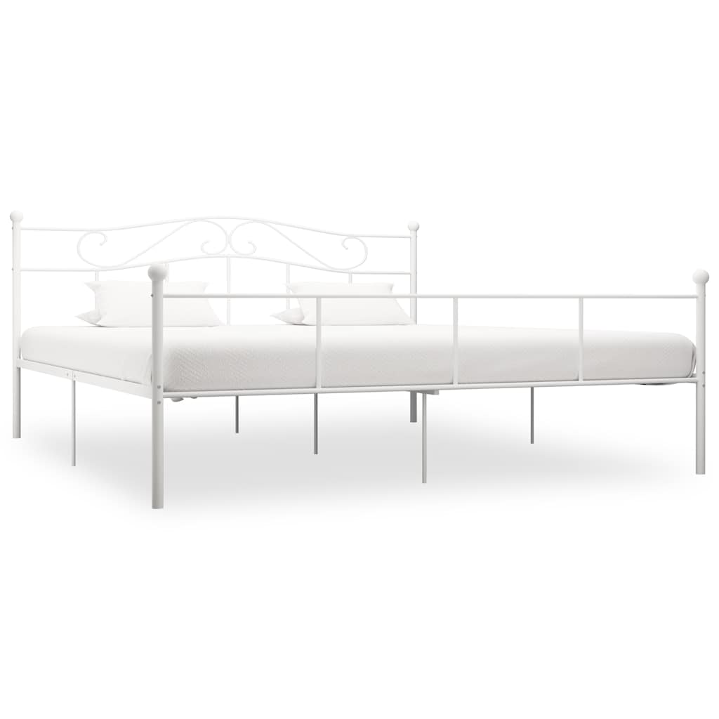 vidaXL Bed Frame White Metal 180x200 cm