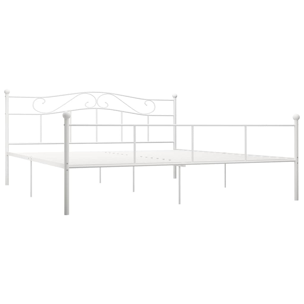 vidaXL Bed Frame White Metal 180x200 cm