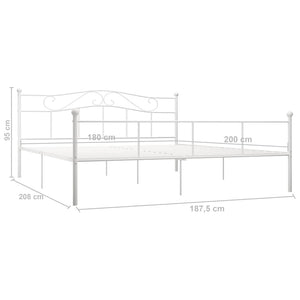 vidaXL Bed Frame White Metal 180x200 cm