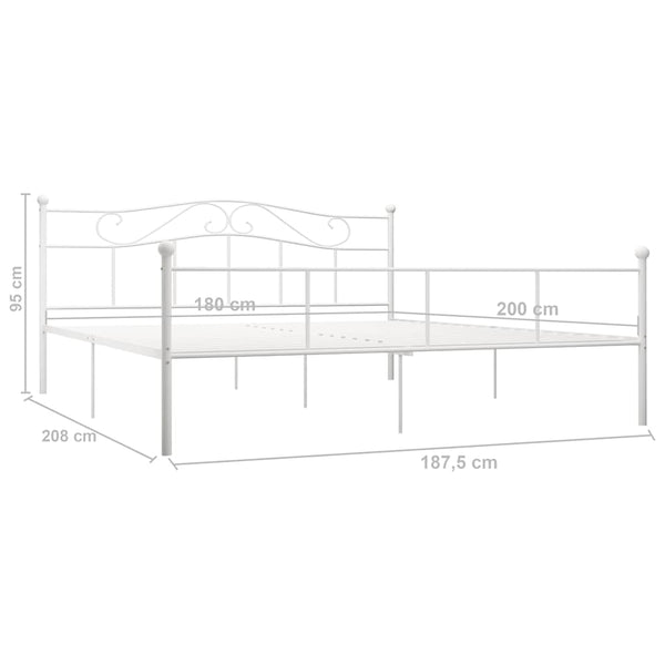 vidaXL Bed Frame White Metal 180x200 cm