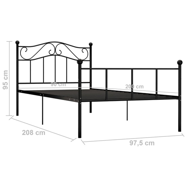 vidaXL Bed Frame Black Metal 90x200 cm