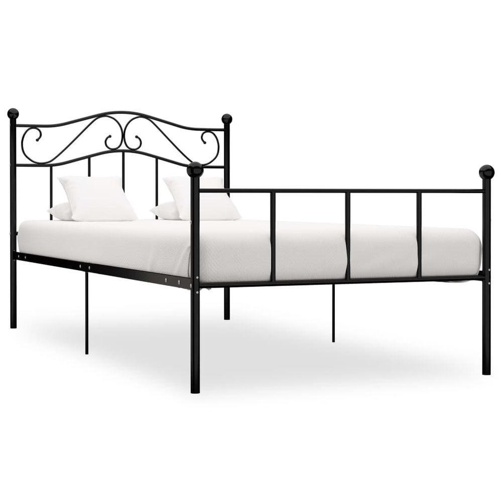 vidaXL Bed Frame Black Metal 100 x 200 cm