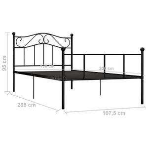 vidaXL Bed Frame Black Metal 100 x 200 cm