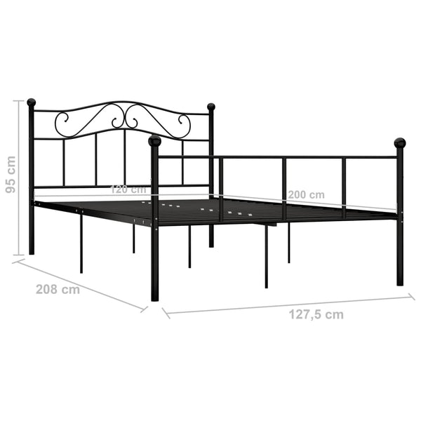 vidaXL Bed Frame Black Metal 120x200 cm