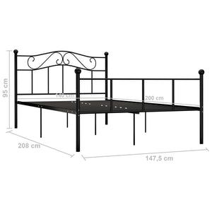 vidaXL Bed Frame Black Metal 140x200 cm