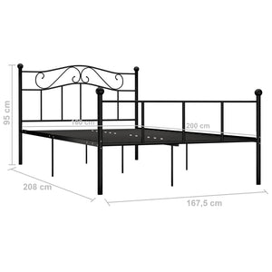 vidaXL Bed Frame Black Metal 160x200 cm