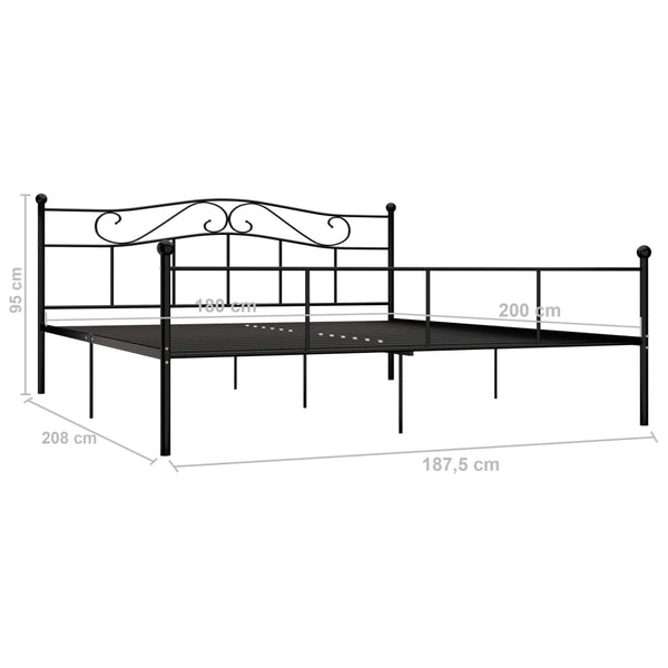 vidaXL Bed Frame Black Metal 180x200 cm