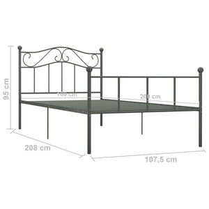 vidaXL Bed Frame Grey Metal 100 x 200 cm