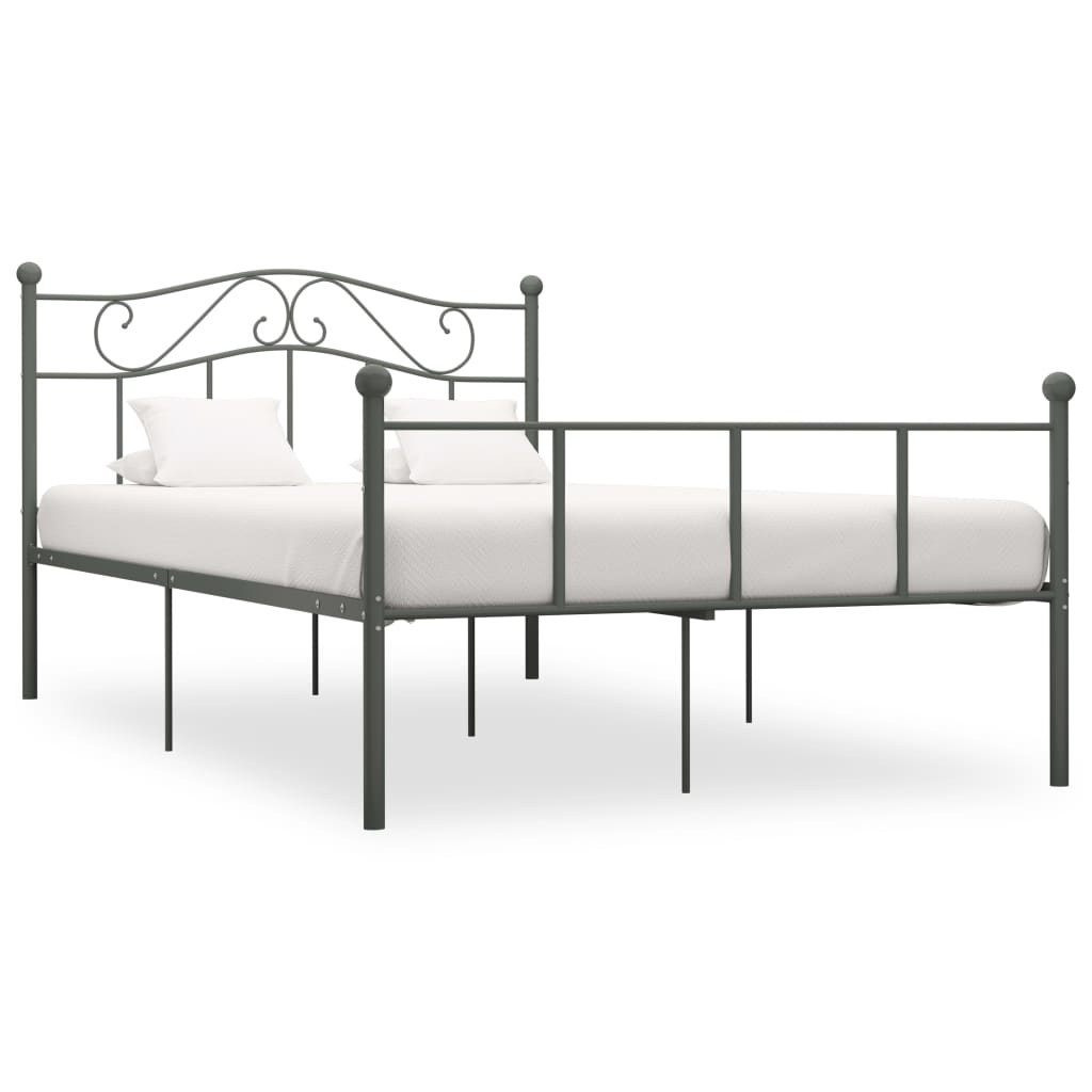 vidaXL Bed Frame Grey Metal 160×200 cm