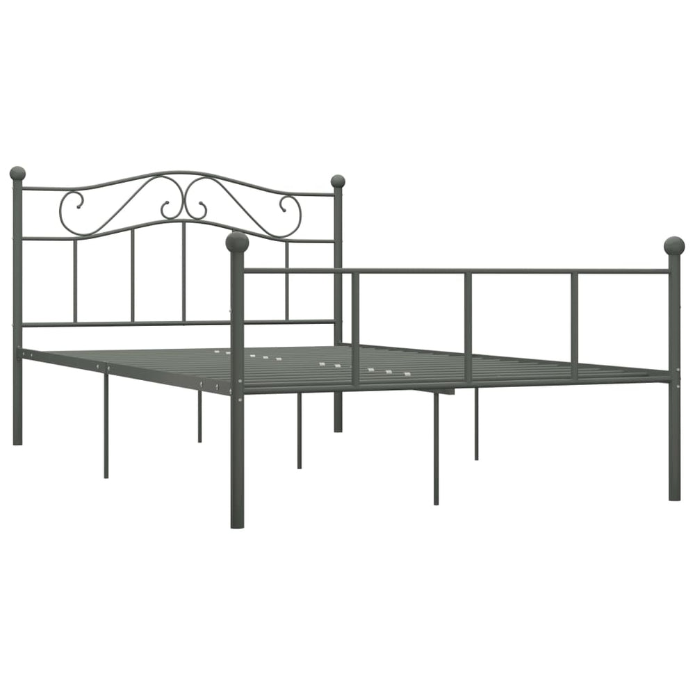 vidaXL Bed Frame Grey Metal 160×200 cm