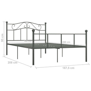 vidaXL Bed Frame Grey Metal 160×200 cm