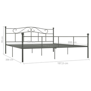 vidaXL Bed Frame Grey Metal 180×200 cm