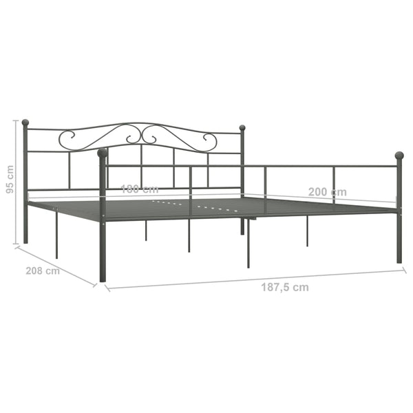 vidaXL Bed Frame Grey Metal 180×200 cm