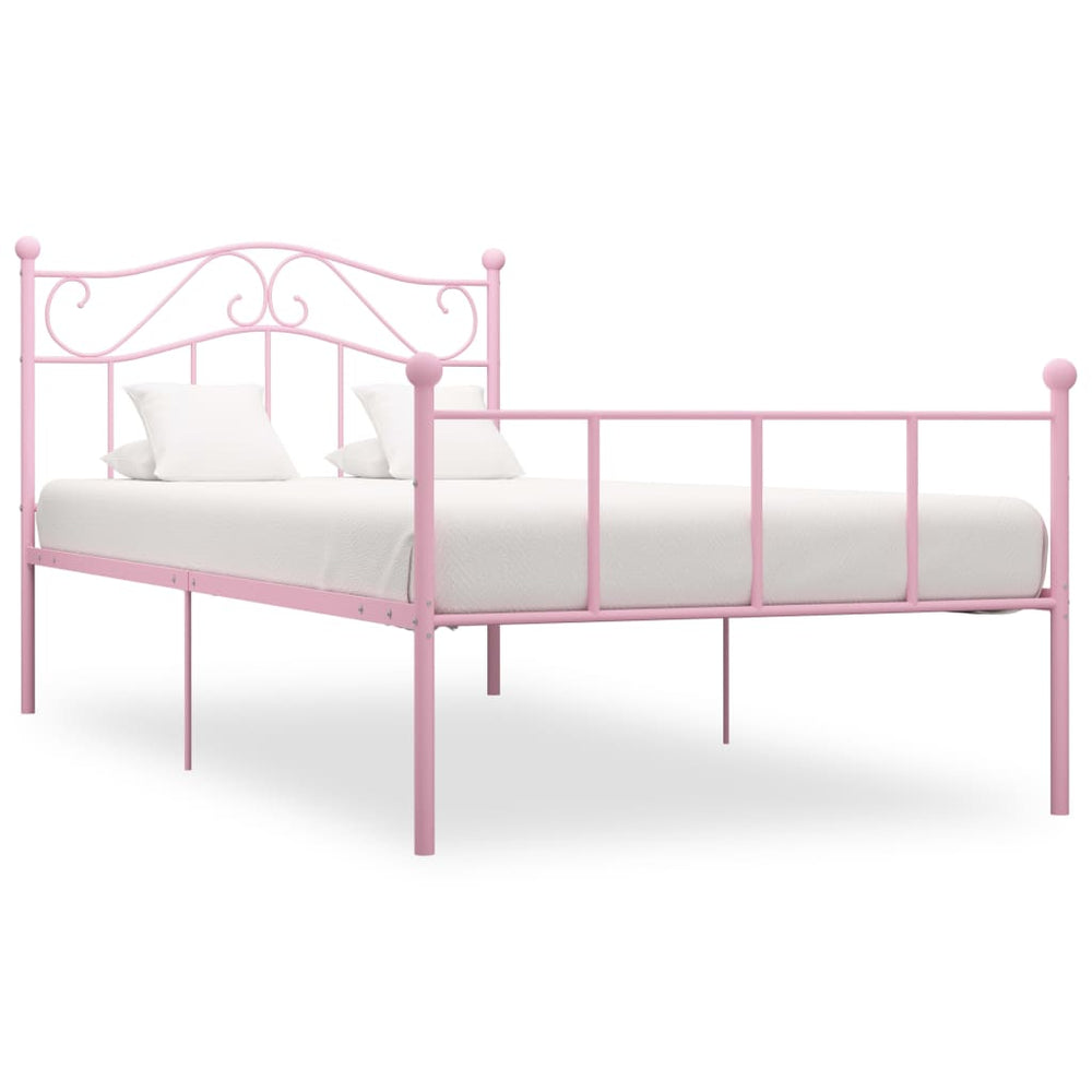 vidaXL Bed Frame Pink Metal 90x200 cm