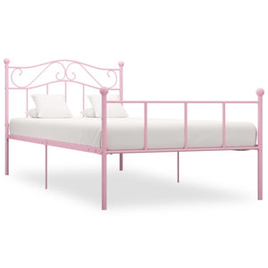 vidaXL Bed Frame Pink Metal 90x200 cm