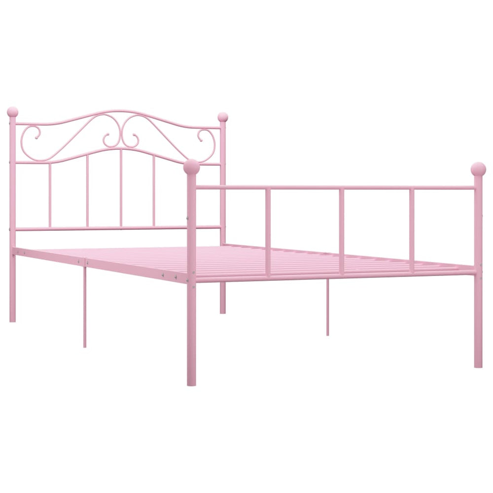 vidaXL Bed Frame Pink Metal 90x200 cm