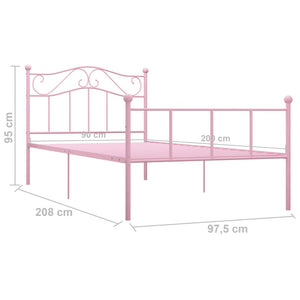 vidaXL Bed Frame Pink Metal 90x200 cm