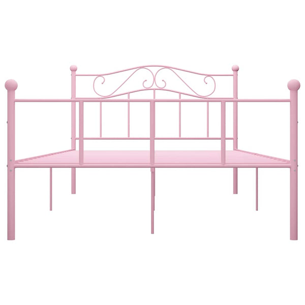 vidaXL Bed Frame Pink Metal 140x200 cm