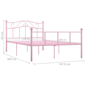 vidaXL Bed Frame Pink Metal 140x200 cm
