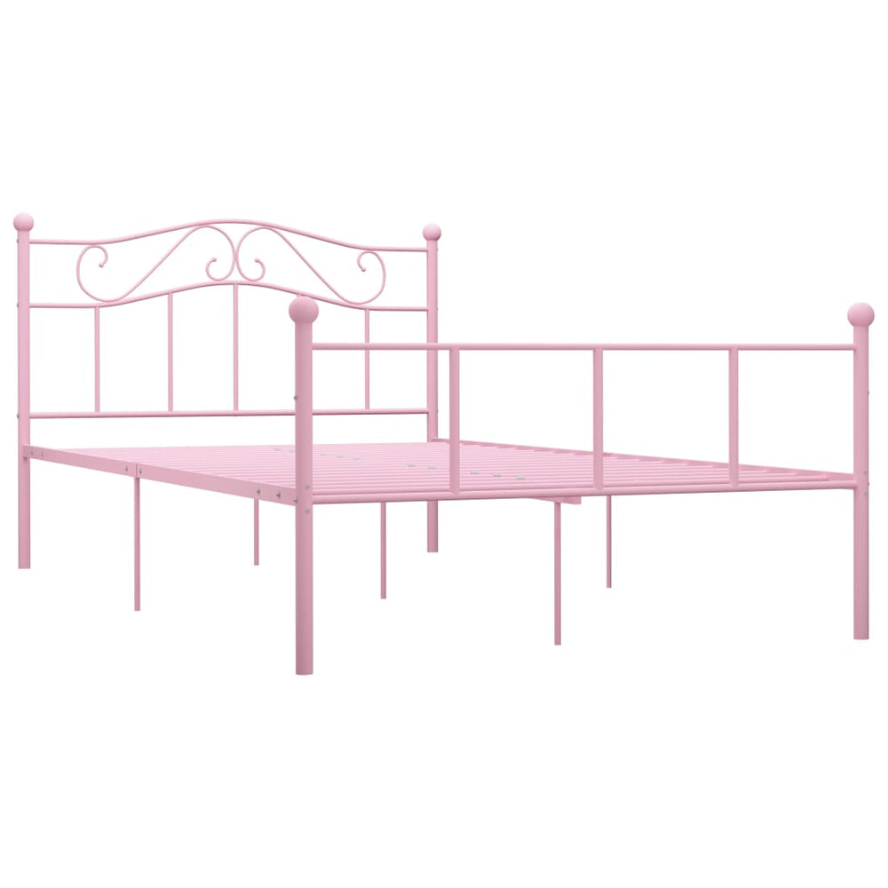 vidaXL Bed Frame Pink Metal 160x200 cm