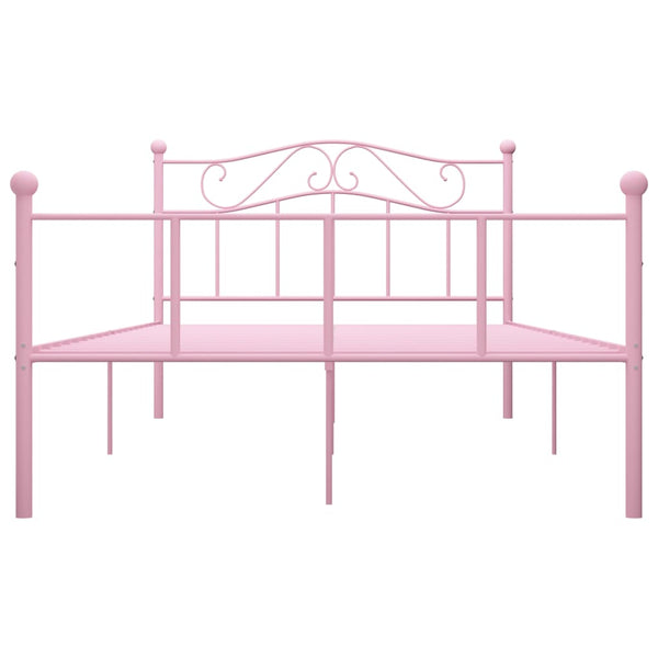 vidaXL Bed Frame Pink Metal 160x200 cm