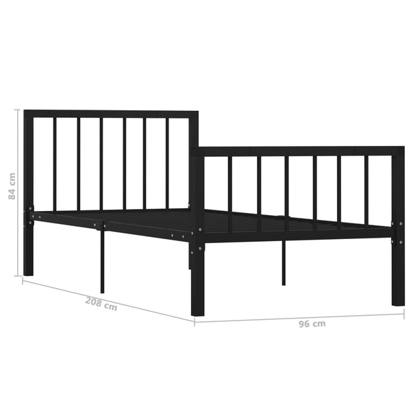 vidaXL Bed Frame Black Metal 90x200 cm