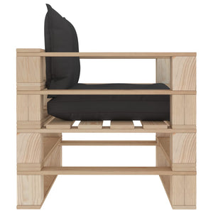 vidaXL Garden Pallet Sofa with Cushions in Black Wood