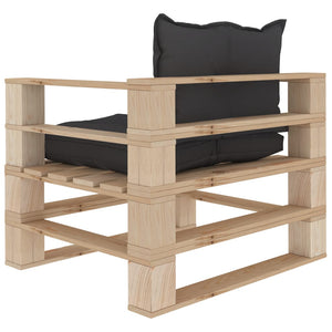 vidaXL Garden Pallet Sofa with Cushions in Black Wood