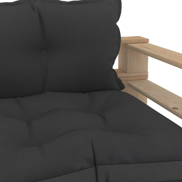 vidaXL Garden Pallet Sofa with Cushions in Black Wood