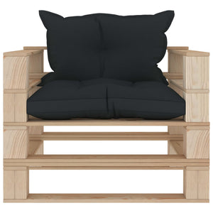 vidaXL Garden Pallet Sofa with Cushions in Anthracite Wood