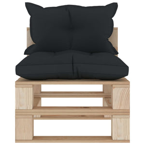 vidaXL Garden Pallet Middle Sofa with Cushions in Anthracite Wood