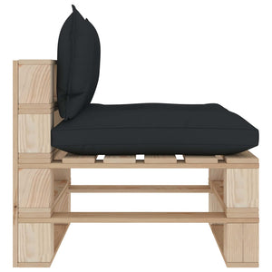 vidaXL Garden Pallet Middle Sofa with Cushions in Anthracite Wood