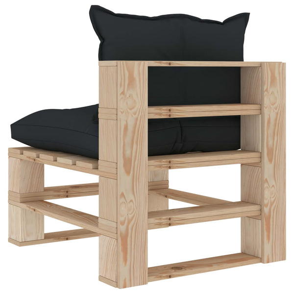 vidaXL Garden Pallet Middle Sofa with Cushions in Anthracite Wood