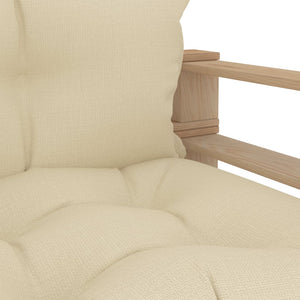 vidaXL Garden Pallet Sofa with Cream Cushions Wood