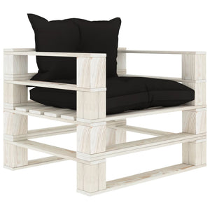vidaXL Garden Pallet Sofa with Cushions in Black Wood