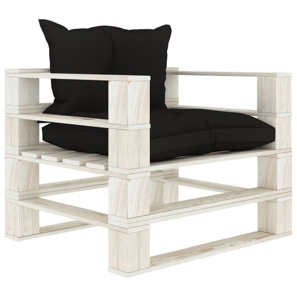 vidaXL Garden Pallet Sofa with Cushions in Black Wood