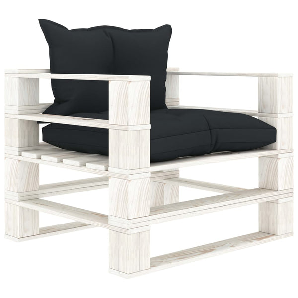 vidaXL Garden Pallet Sofa with Cushions in Anthracite Wood
