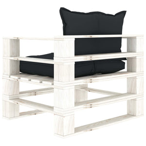 vidaXL Garden Pallet Sofa with Cushions in Anthracite Wood