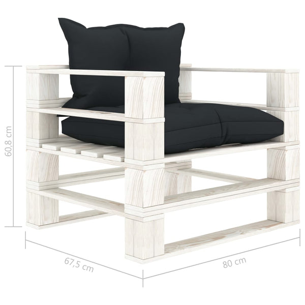 vidaXL Garden Pallet Sofa with Cushions in Anthracite Wood