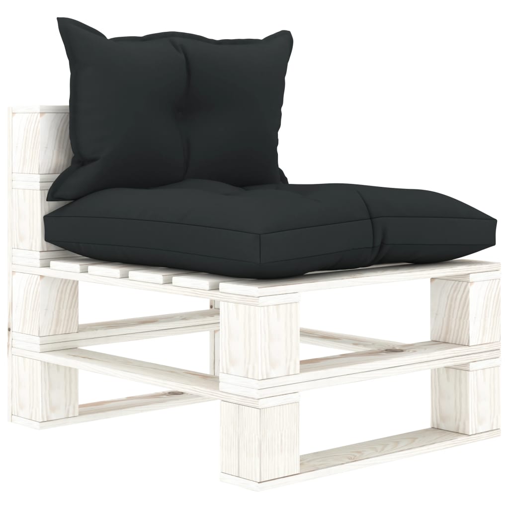 vidaXL Garden Pallet Middle Sofa with Cushions in Anthracite Wood