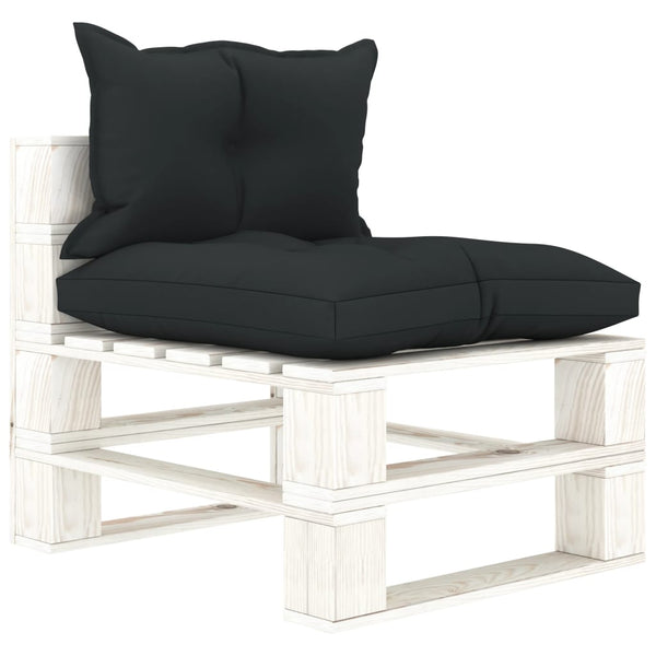 vidaXL Garden Pallet Middle Sofa with Cushions in Anthracite Wood