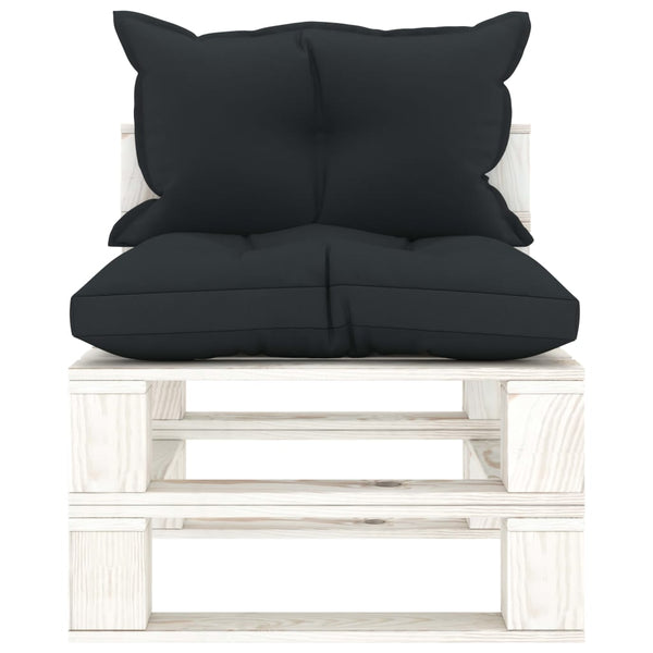 vidaXL Garden Pallet Middle Sofa with Cushions in Anthracite Wood
