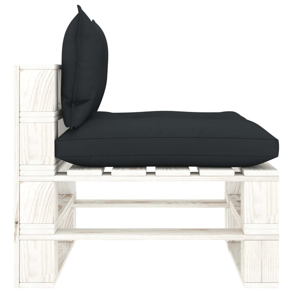 vidaXL Garden Pallet Middle Sofa with Cushions in Anthracite Wood
