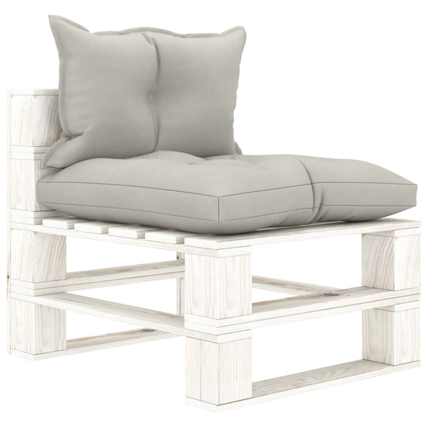 vidaXL Garden Pallet Centre Sofa with Cushions in Taupe Wood