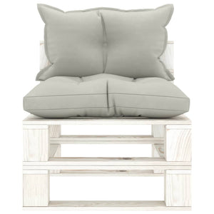 vidaXL Garden Pallet Centre Sofa with Cushions in Taupe Wood