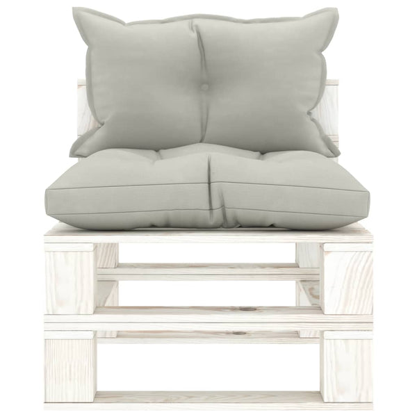 vidaXL Garden Pallet Centre Sofa with Cushions in Taupe Wood