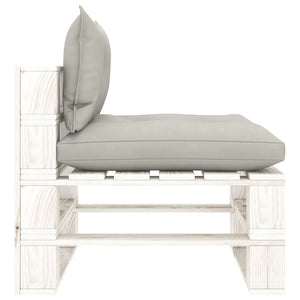 vidaXL Garden Pallet Centre Sofa with Cushions in Taupe Wood