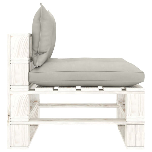 vidaXL Garden Pallet Centre Sofa with Cushions in Taupe Wood