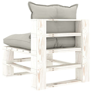 vidaXL Garden Pallet Centre Sofa with Cushions in Taupe Wood